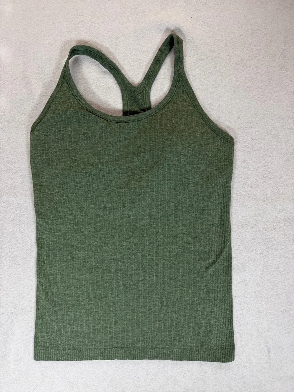 Lululemon Ebb to Street Tank Heathered Fuel Green Sage Olive Ribbed Size 10 / L